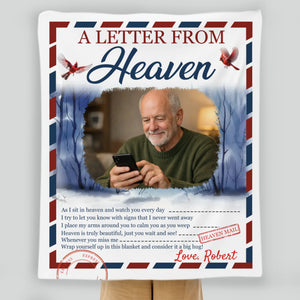 Personalized Memorial Blanket – “A Letter From Heaven” Design with Photo & Name - 89Prints