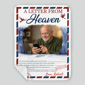 Personalized Memorial Blanket – “A Letter From Heaven” Design with Photo & Name - 89Prints