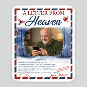 Personalized Memorial Blanket – “A Letter From Heaven” Design with Photo & Name - 89Prints