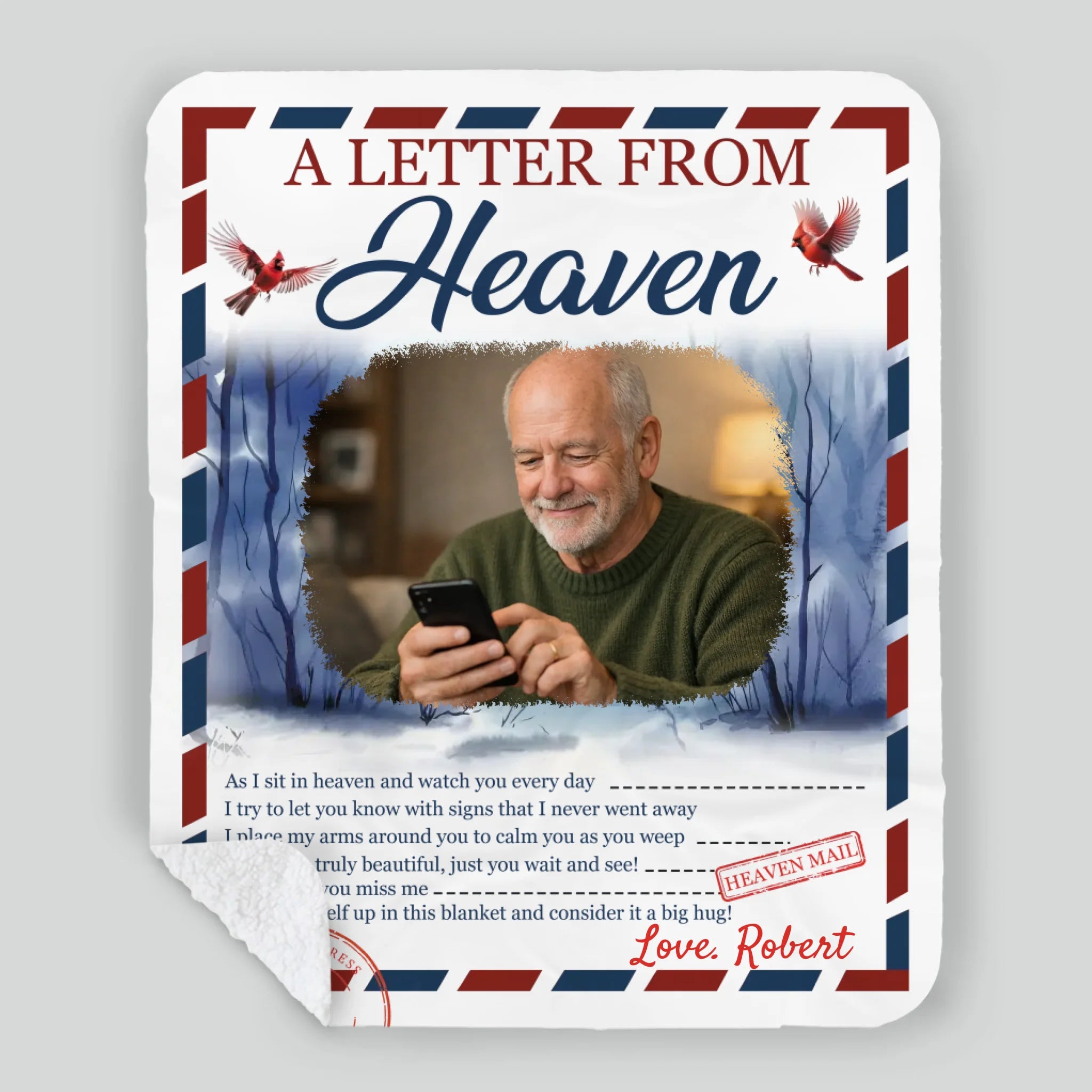 Personalized Memorial Blanket – “A Letter From Heaven” Design with Photo & Name - 89Prints