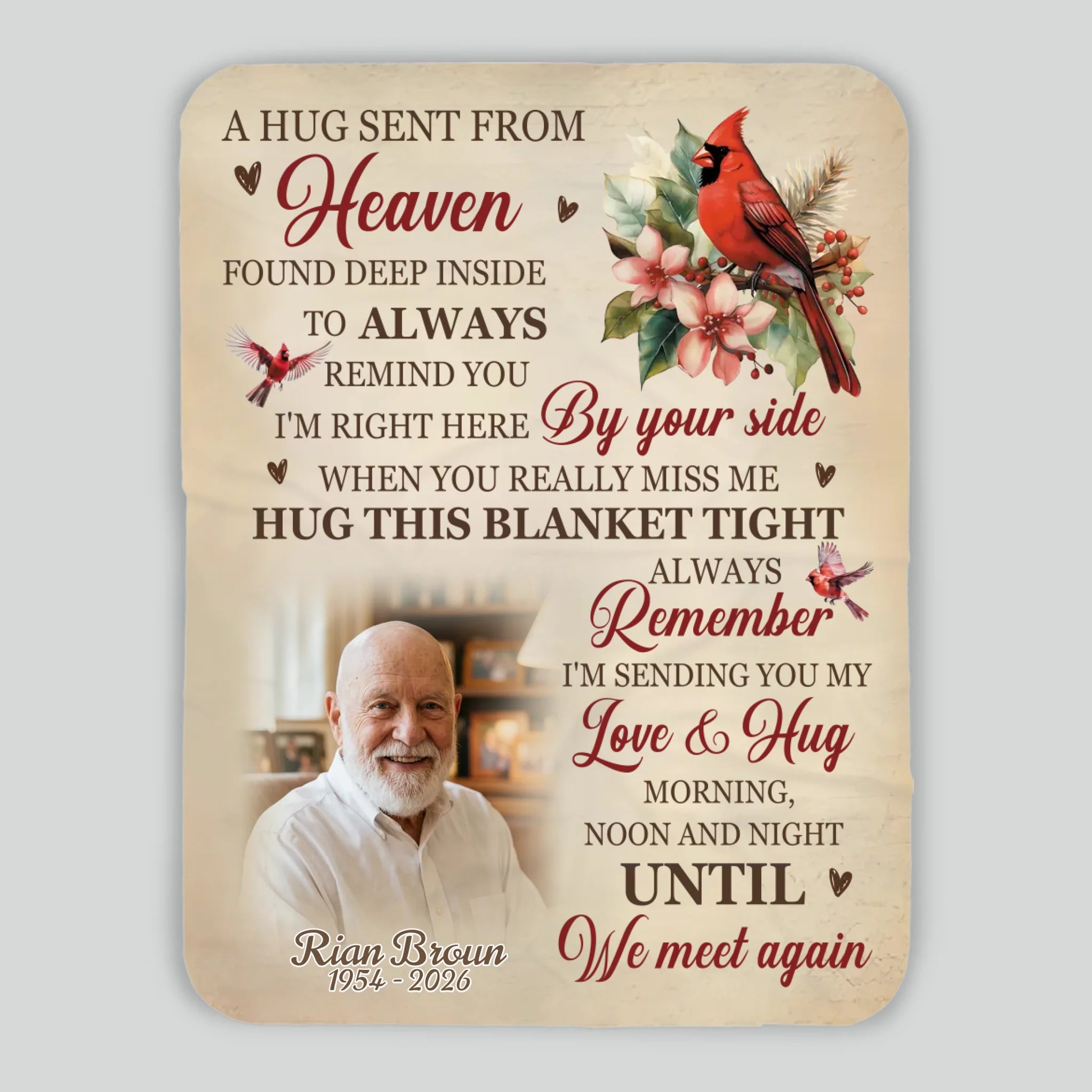 Personalized Memorial Blanket with Name and Photo – Custom Tribute Gift - 89Prints