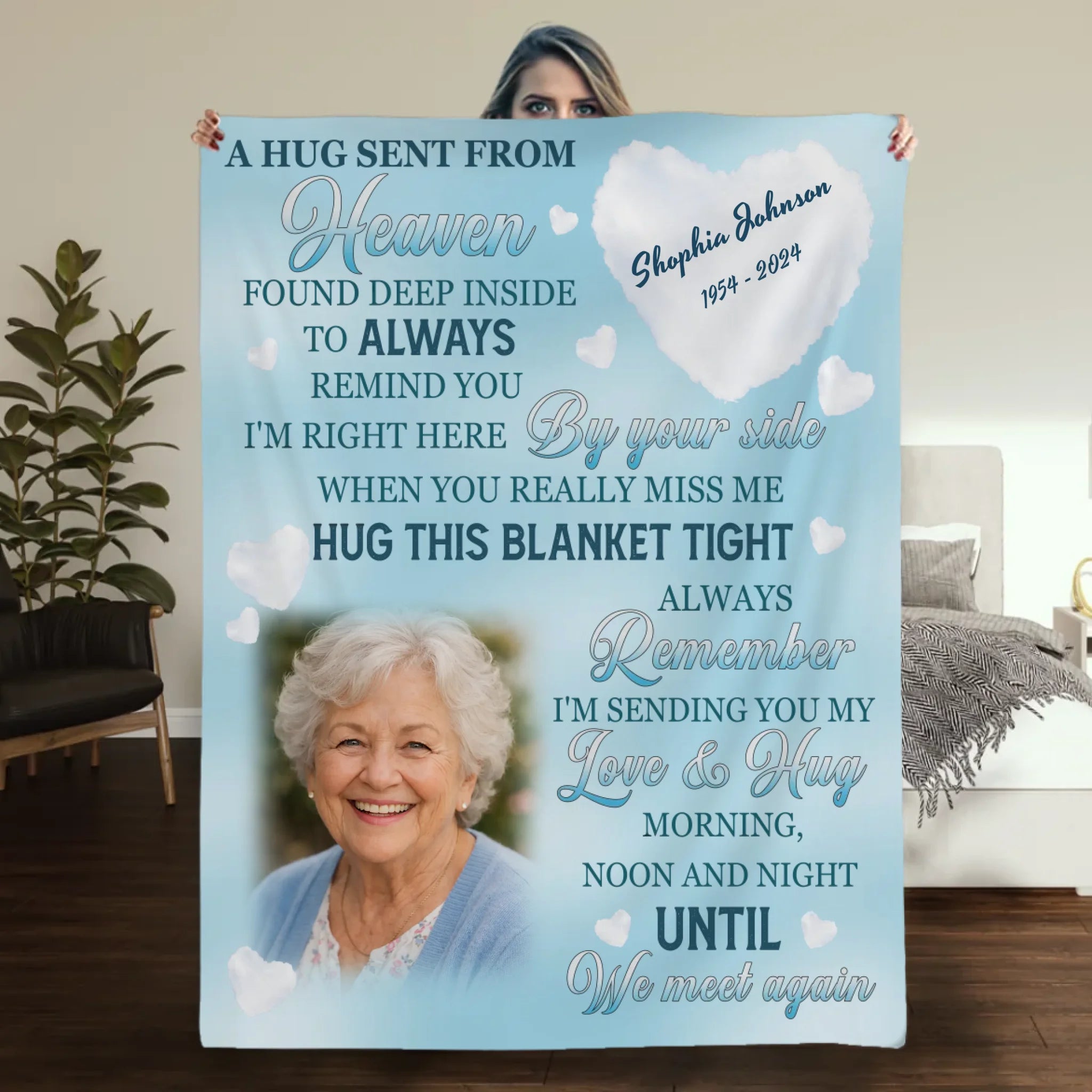 Personalized Memorial Blanket with Photo and Dates – Custom Remembrance Keepsake - 89Prints