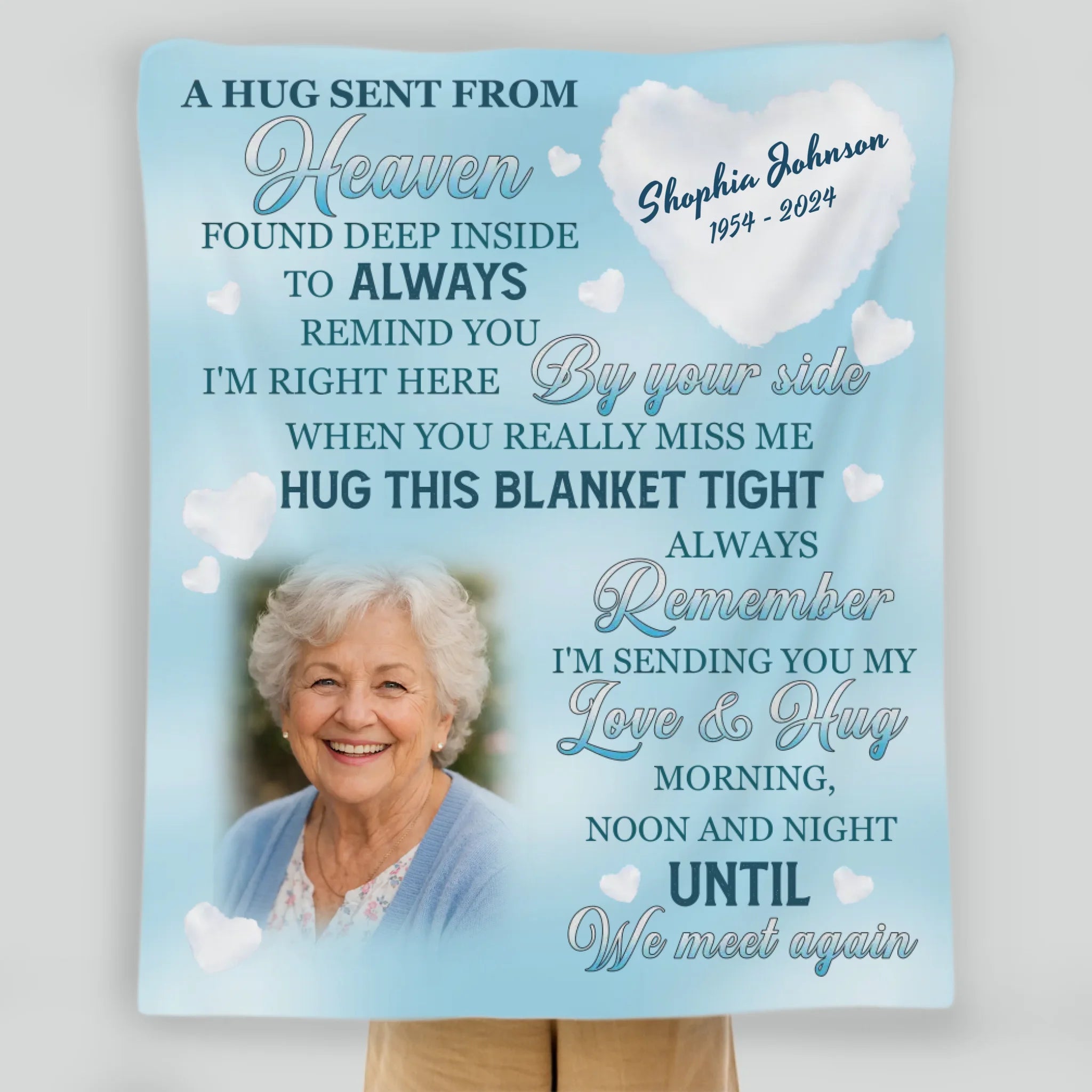 Personalized Memorial Blanket with Photo and Dates – Custom Remembrance Keepsake - 89Prints