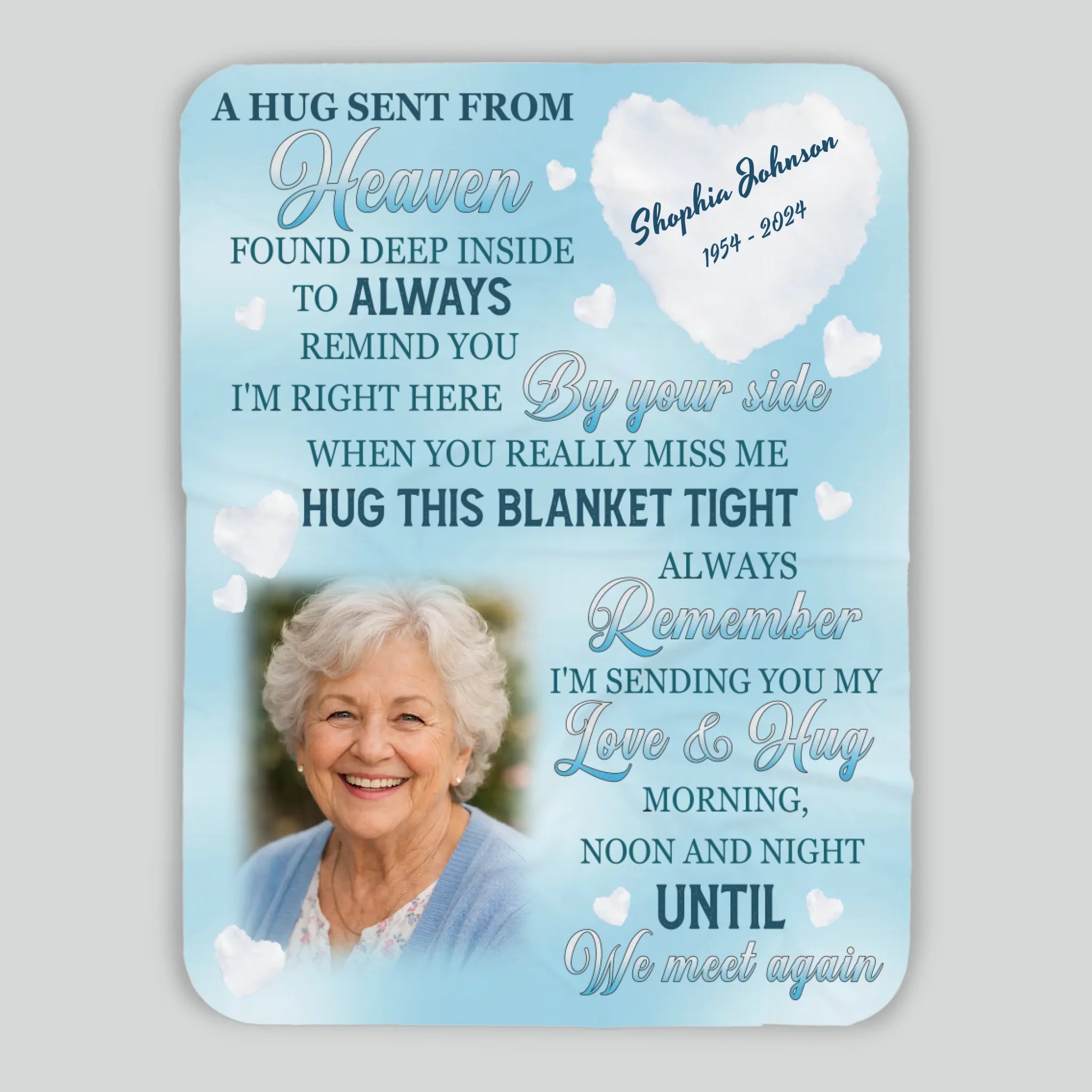 Personalized Memorial Blanket with Photo and Dates – Custom Remembrance Keepsake - 89Prints