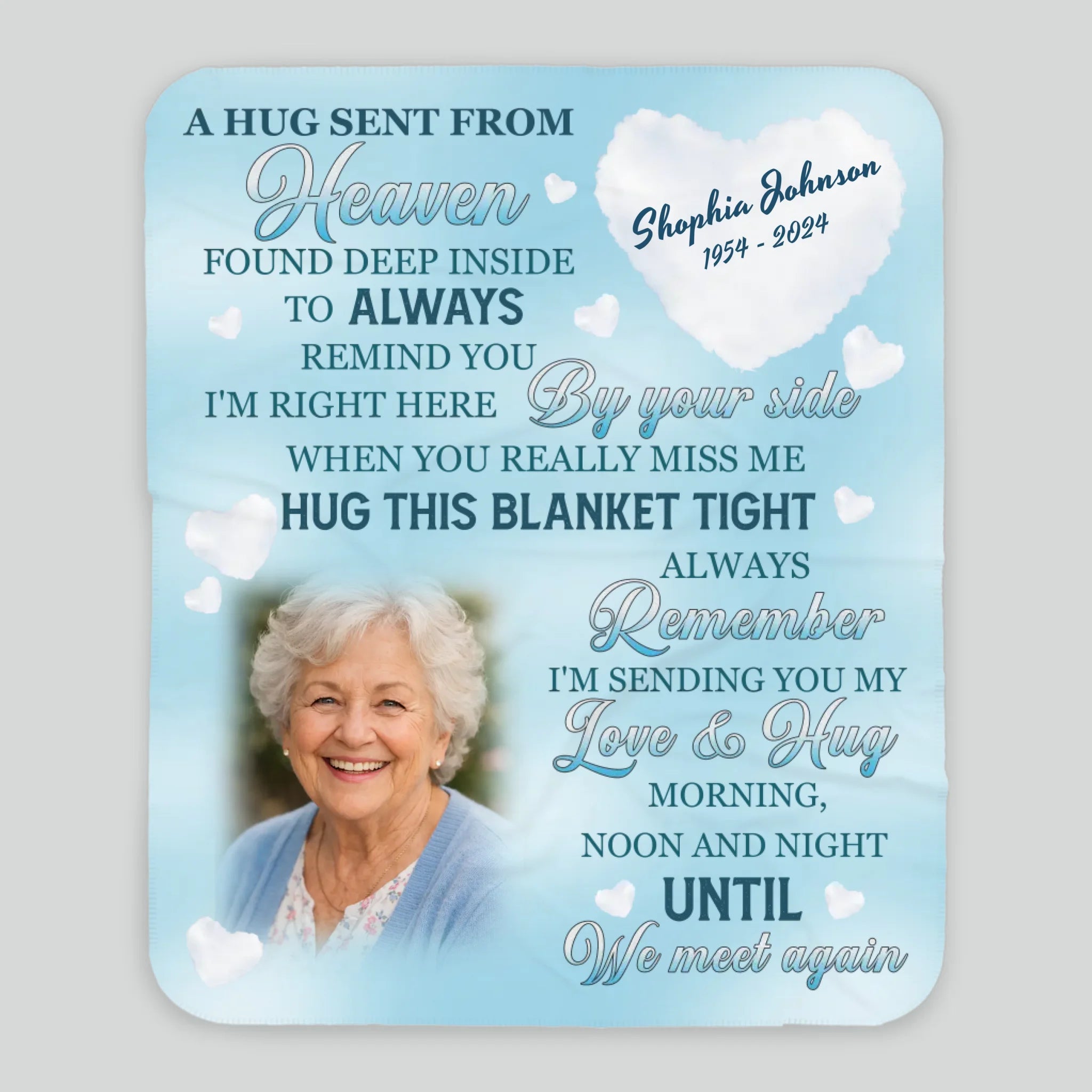 Personalized Memorial Blanket with Photo and Dates – Custom Remembrance Keepsake - 89Prints