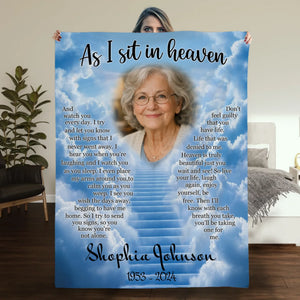 Personalized “As I Sit In Heaven” Memorial Blanket – With Photo & Name - 89Prints