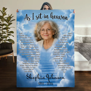 Personalized “As I Sit In Heaven” Memorial Blanket – With Photo & Name - 89Prints