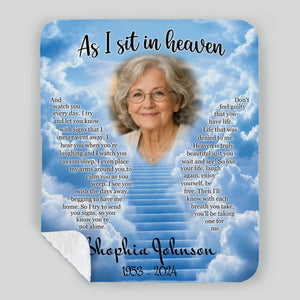 Personalized “As I Sit In Heaven” Memorial Blanket – With Photo & Name - 89Prints