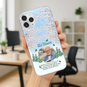 Heavenly Hug Grandpa Phone Case – Personalized Memorial Gift with Green Butterflies - 89Prints