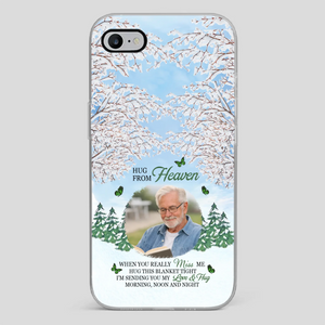 Heavenly Hug Grandpa Phone Case – Personalized Memorial Gift with Green Butterflies - 89Prints