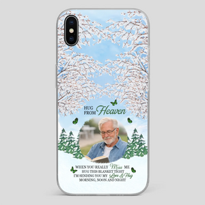 Heavenly Hug Grandpa Phone Case – Personalized Memorial Gift with Green Butterflies - 89Prints