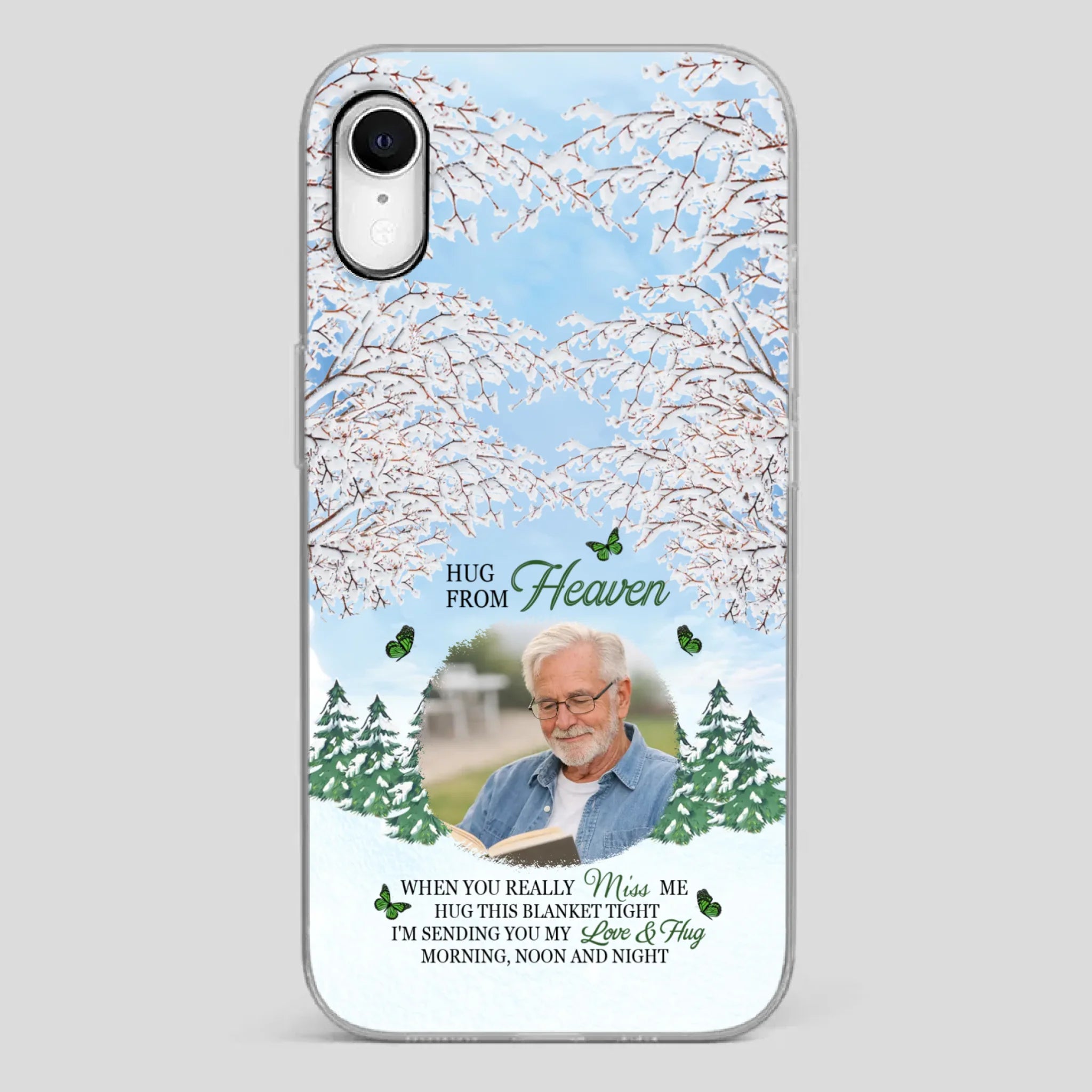 Heavenly Hug Grandpa Phone Case – Personalized Memorial Gift with Green Butterflies - 89Prints