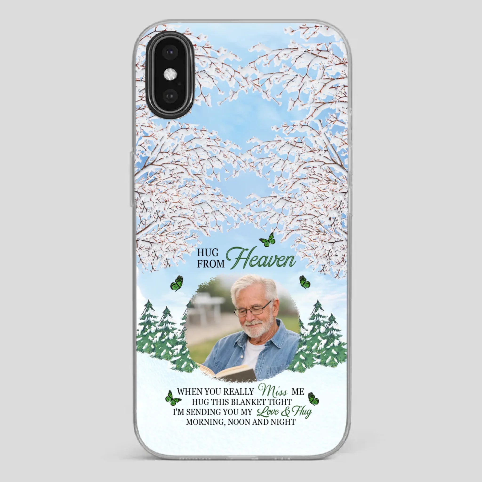 Heavenly Hug Grandpa Phone Case – Personalized Memorial Gift with Green Butterflies - 89Prints