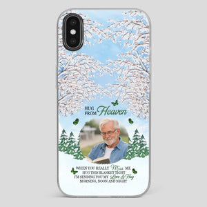 Heavenly Hug Grandpa Phone Case – Personalized Memorial Gift with Green Butterflies - 89Prints