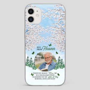 Heavenly Hug Grandpa Phone Case – Personalized Memorial Gift with Green Butterflies - 89Prints