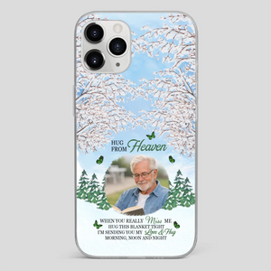 Heavenly Hug Grandpa Phone Case – Personalized Memorial Gift with Green Butterflies - 89Prints
