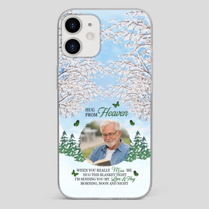 Heavenly Hug Grandpa Phone Case – Personalized Memorial Gift with Green Butterflies - 89Prints