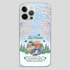 Heavenly Hug Grandpa Phone Case – Personalized Memorial Gift with Green Butterflies - 89Prints