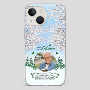 Heavenly Hug Grandpa Phone Case – Personalized Memorial Gift with Green Butterflies - 89Prints
