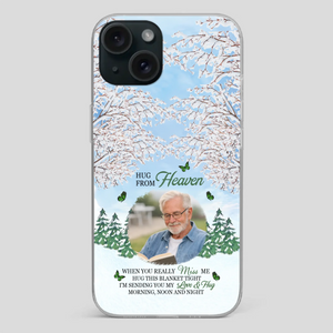 Heavenly Hug Grandpa Phone Case – Personalized Memorial Gift with Green Butterflies - 89Prints