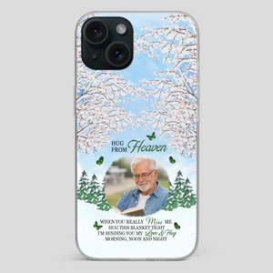 Heavenly Hug Grandpa Phone Case – Personalized Memorial Gift with Green Butterflies - 89Prints