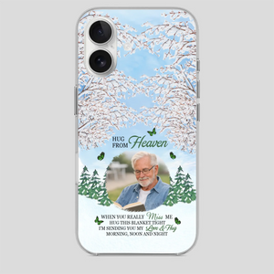 Heavenly Hug Grandpa Phone Case – Personalized Memorial Gift with Green Butterflies - 89Prints