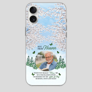 Heavenly Hug Grandpa Phone Case – Personalized Memorial Gift with Green Butterflies - 89Prints