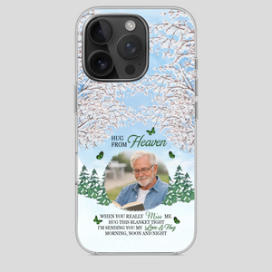 Heavenly Hug Grandpa Phone Case – Personalized Memorial Gift with Green Butterflies - 89Prints