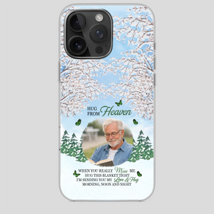 Heavenly Hug Grandpa Phone Case – Personalized Memorial Gift with Green Butterflies - 89Prints