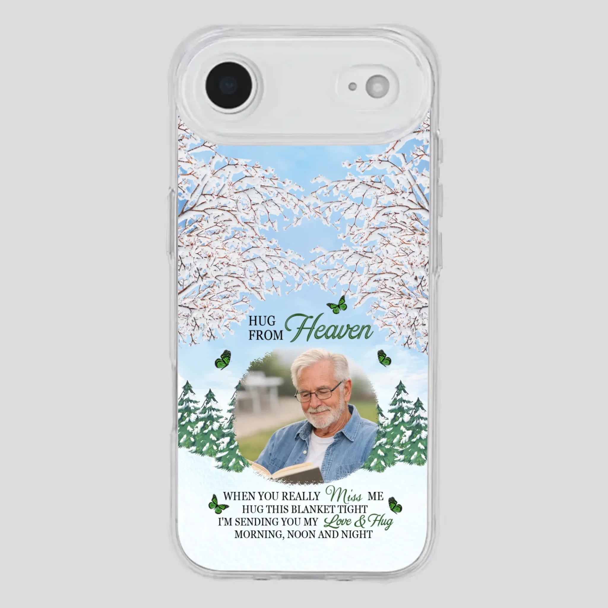 Heavenly Hug Grandpa Phone Case – Personalized Memorial Gift with Green Butterflies - 89Prints