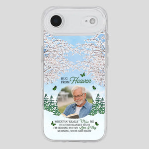 Heavenly Hug Grandpa Phone Case – Personalized Memorial Gift with Green Butterflies - 89Prints