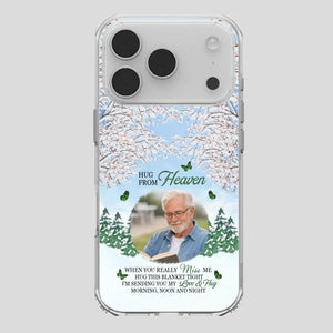Heavenly Hug Grandpa Phone Case – Personalized Memorial Gift with Green Butterflies - 89Prints