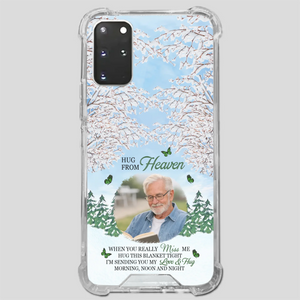 Heavenly Hug Grandpa Phone Case – Personalized Memorial Gift with Green Butterflies - 89Prints