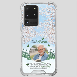 Heavenly Hug Grandpa Phone Case – Personalized Memorial Gift with Green Butterflies - 89Prints