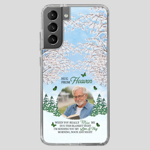 Heavenly Hug Grandpa Phone Case – Personalized Memorial Gift with Green Butterflies - 89Prints