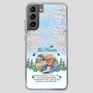 Heavenly Hug Grandpa Phone Case – Personalized Memorial Gift with Green Butterflies - 89Prints