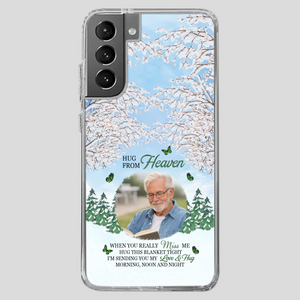 Heavenly Hug Grandpa Phone Case – Personalized Memorial Gift with Green Butterflies - 89Prints