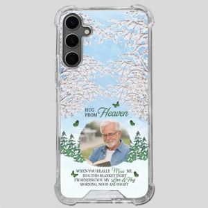 Heavenly Hug Grandpa Phone Case – Personalized Memorial Gift with Green Butterflies - 89Prints