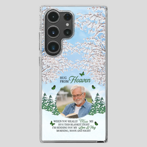 Heavenly Hug Grandpa Phone Case – Personalized Memorial Gift with Green Butterflies - 89Prints