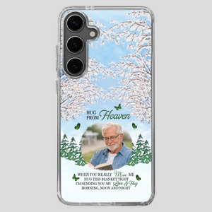 Heavenly Hug Grandpa Phone Case – Personalized Memorial Gift with Green Butterflies - 89Prints
