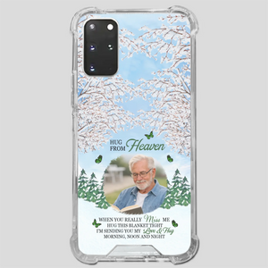Heavenly Hug Grandpa Phone Case – Personalized Memorial Gift with Green Butterflies - 89Prints