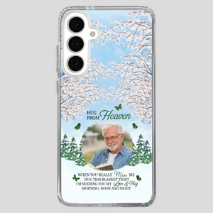 Heavenly Hug Grandpa Phone Case – Personalized Memorial Gift with Green Butterflies - 89Prints