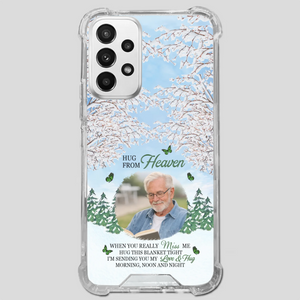 Heavenly Hug Grandpa Phone Case – Personalized Memorial Gift with Green Butterflies - 89Prints