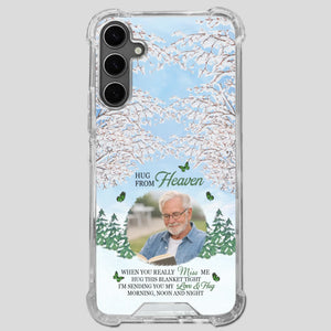 Heavenly Hug Grandpa Phone Case – Personalized Memorial Gift with Green Butterflies - 89Prints