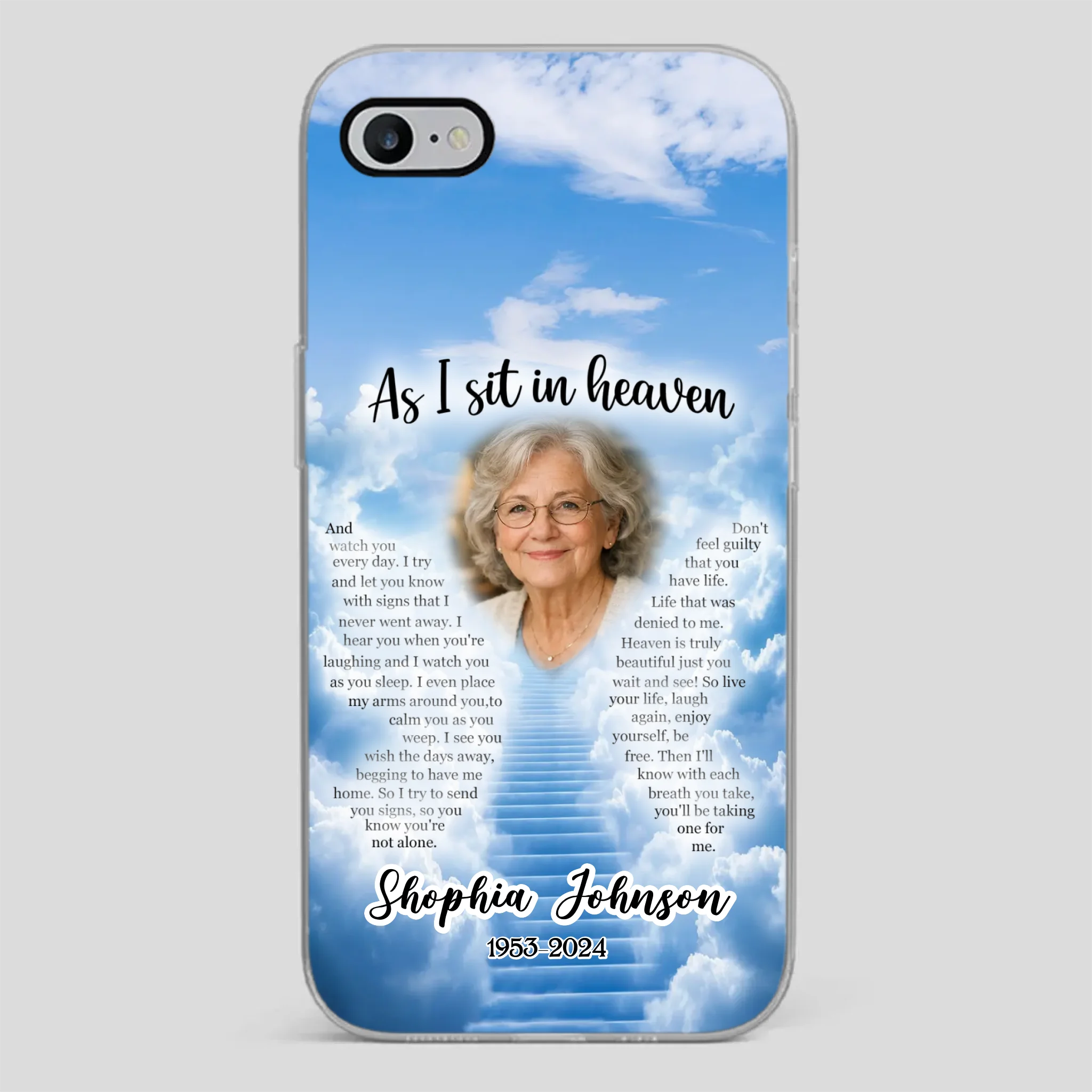 Personalized Grandpa “As I Sit In Heaven” Phone Case – A Hug From Above - 89Prints