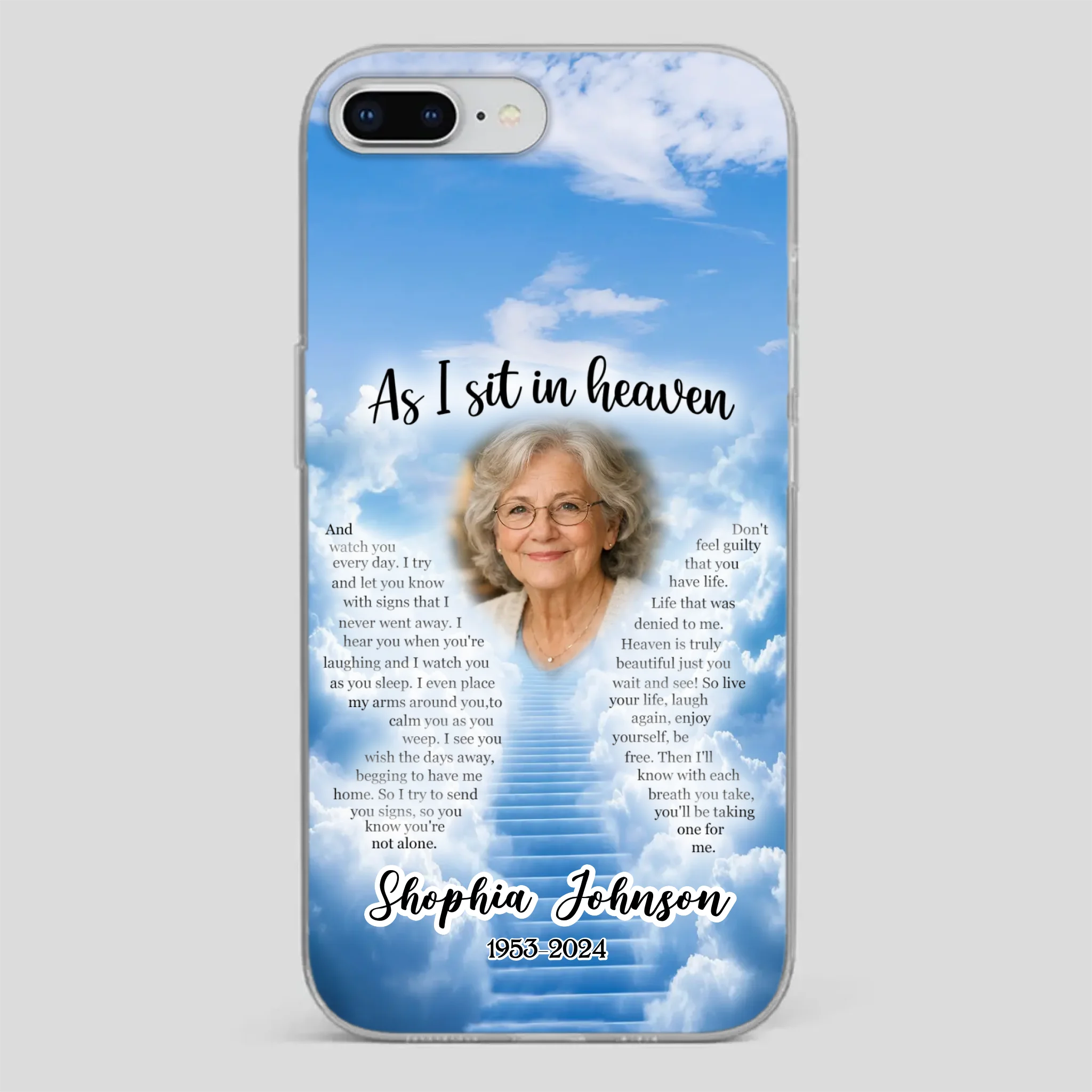 Personalized Grandpa “As I Sit In Heaven” Phone Case – A Hug From Above - 89Prints