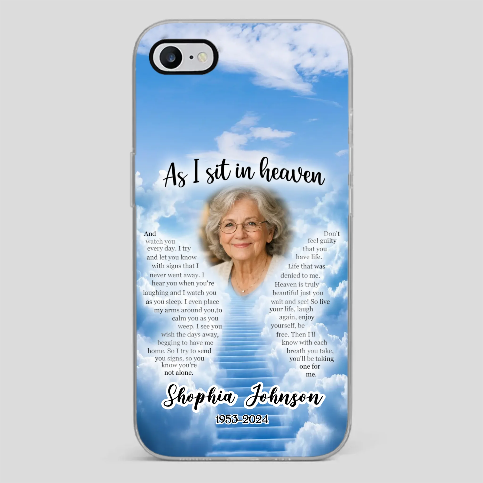 Personalized Grandpa “As I Sit In Heaven” Phone Case – A Hug From Above - 89Prints