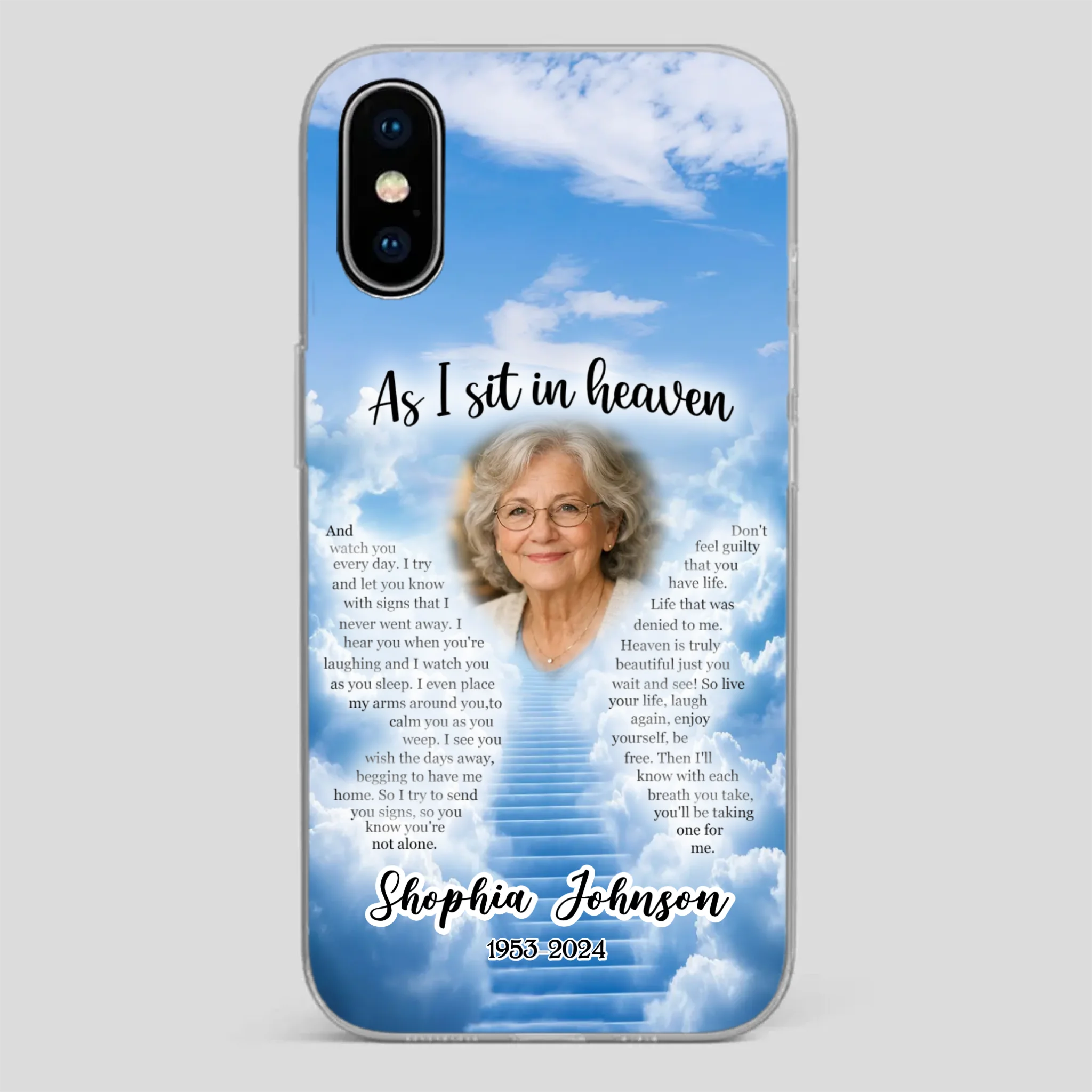 Personalized Grandpa “As I Sit In Heaven” Phone Case – A Hug From Above - 89Prints