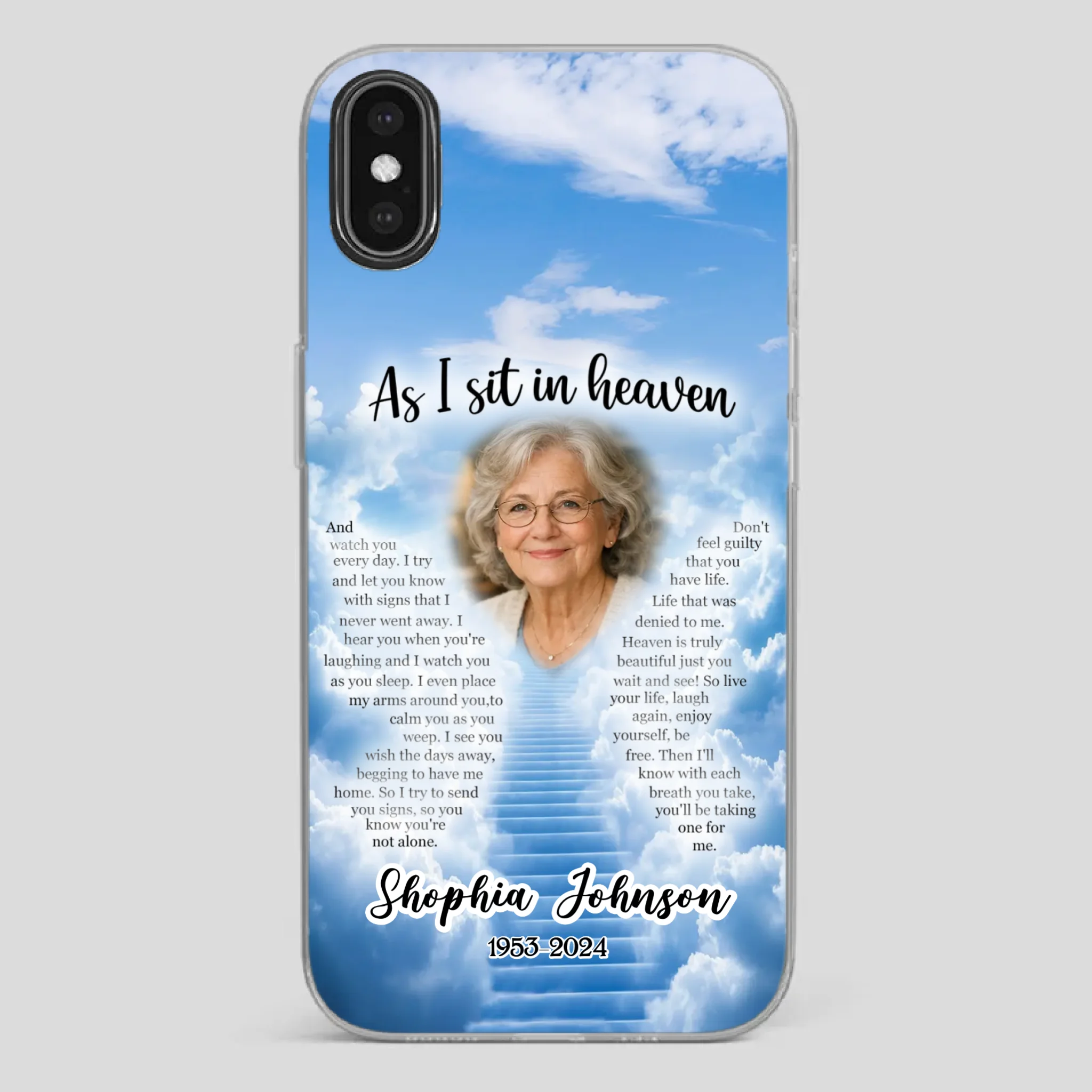 Personalized Grandpa “As I Sit In Heaven” Phone Case – A Hug From Above - 89Prints