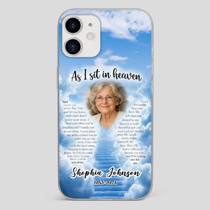 Personalized Grandpa “As I Sit In Heaven” Phone Case – A Hug From Above - 89Prints